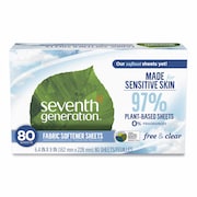 SEVENTH GENERATION Natural Fabric Softener Sheets, Unscented, 80 Sheets/Box 10732913449306
